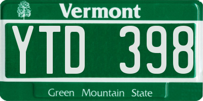 VT license plate YTD398