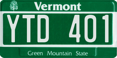 VT license plate YTD401