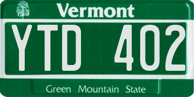 VT license plate YTD402
