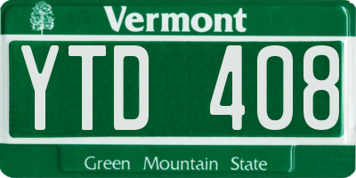 VT license plate YTD408