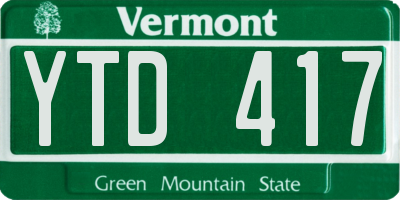 VT license plate YTD417