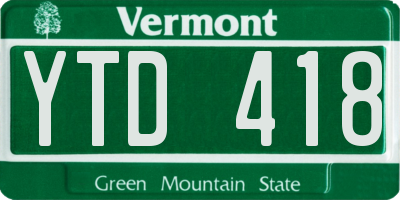 VT license plate YTD418