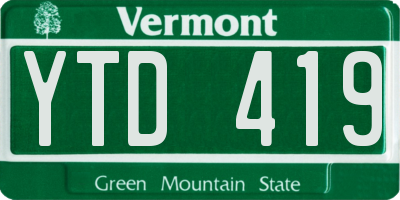 VT license plate YTD419