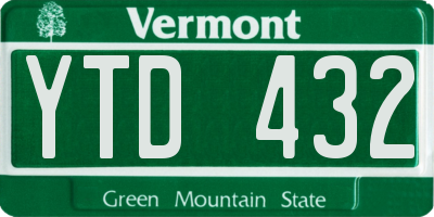 VT license plate YTD432