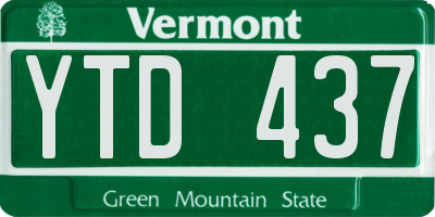VT license plate YTD437