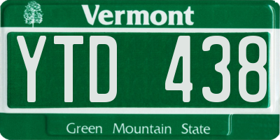 VT license plate YTD438