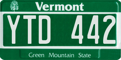 VT license plate YTD442