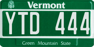 VT license plate YTD444