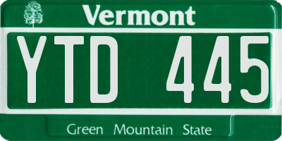 VT license plate YTD445