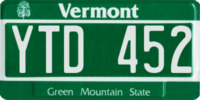 VT license plate YTD452