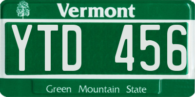 VT license plate YTD456