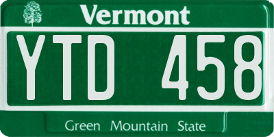 VT license plate YTD458