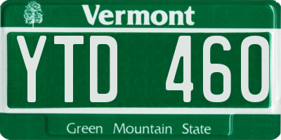 VT license plate YTD460