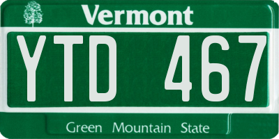 VT license plate YTD467