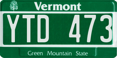 VT license plate YTD473