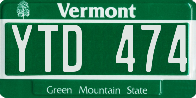 VT license plate YTD474