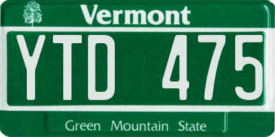 VT license plate YTD475