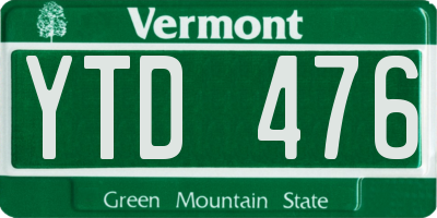 VT license plate YTD476