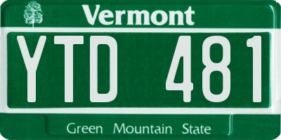 VT license plate YTD481