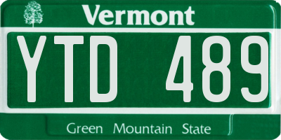 VT license plate YTD489
