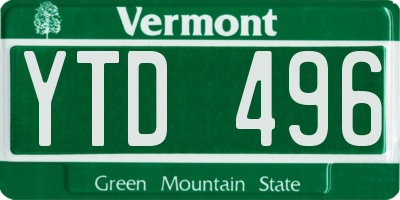 VT license plate YTD496