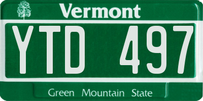 VT license plate YTD497