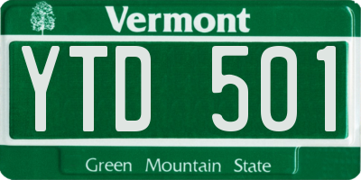 VT license plate YTD501