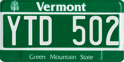 VT license plate YTD502