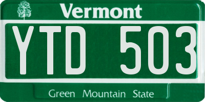 VT license plate YTD503