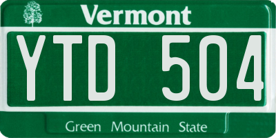 VT license plate YTD504