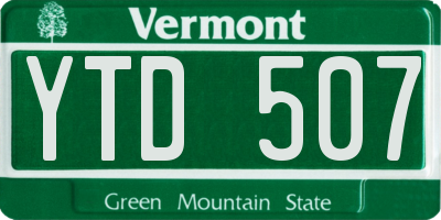 VT license plate YTD507