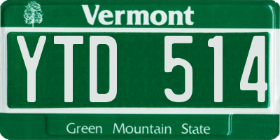 VT license plate YTD514