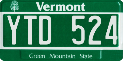 VT license plate YTD524