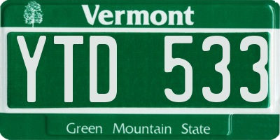 VT license plate YTD533
