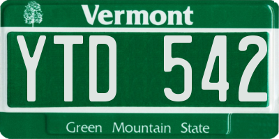 VT license plate YTD542