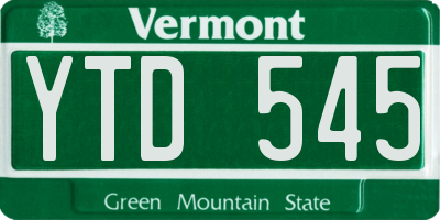 VT license plate YTD545
