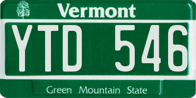VT license plate YTD546