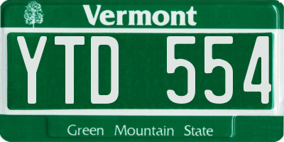 VT license plate YTD554