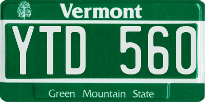 VT license plate YTD560