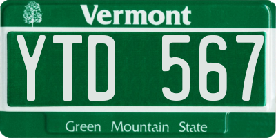 VT license plate YTD567