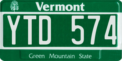 VT license plate YTD574