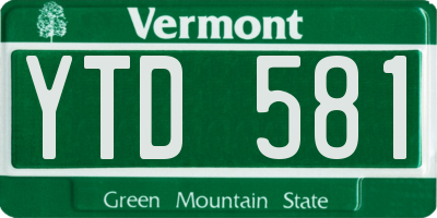 VT license plate YTD581