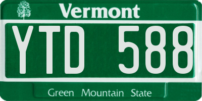 VT license plate YTD588