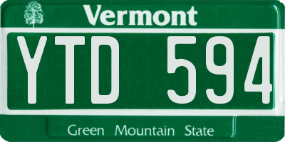 VT license plate YTD594