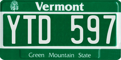 VT license plate YTD597