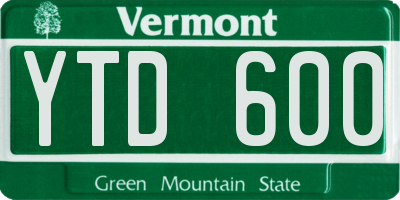 VT license plate YTD600