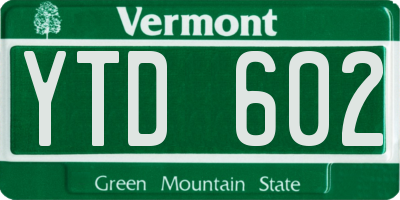 VT license plate YTD602