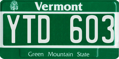 VT license plate YTD603