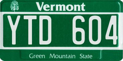 VT license plate YTD604