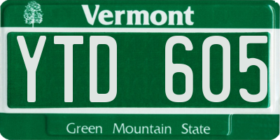 VT license plate YTD605